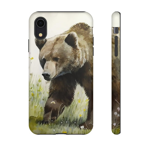Grizzly Bear in a Field - Impact Resistant Phone Case iPhone XR Matte